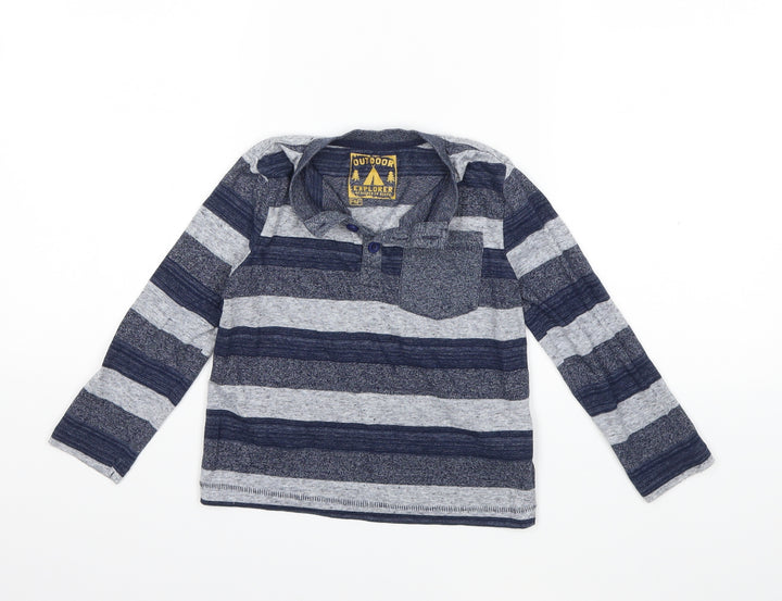 F&F Boys Blue Striped Basic T-Shirt Size 4-5 Years