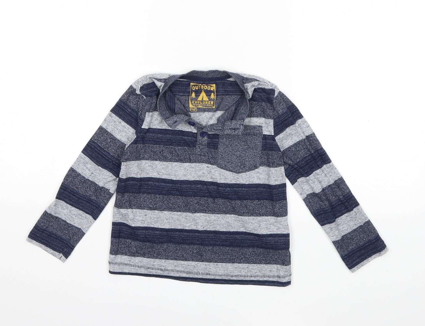 F&F Boys Blue Striped  Basic T-Shirt Size 4-5 Years
