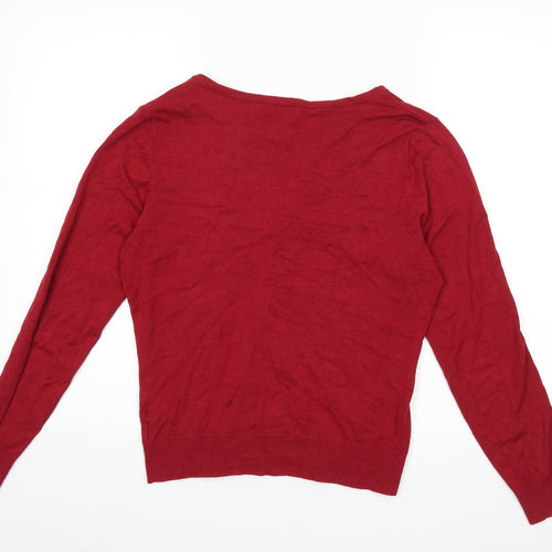 F&F Womens Red  Knit Cardigan Jumper Size 12