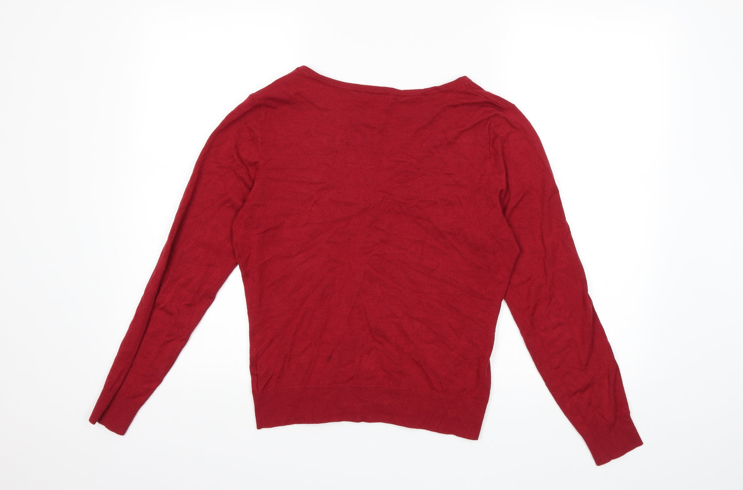 F&F Womens Red  Knit Cardigan Jumper Size 12