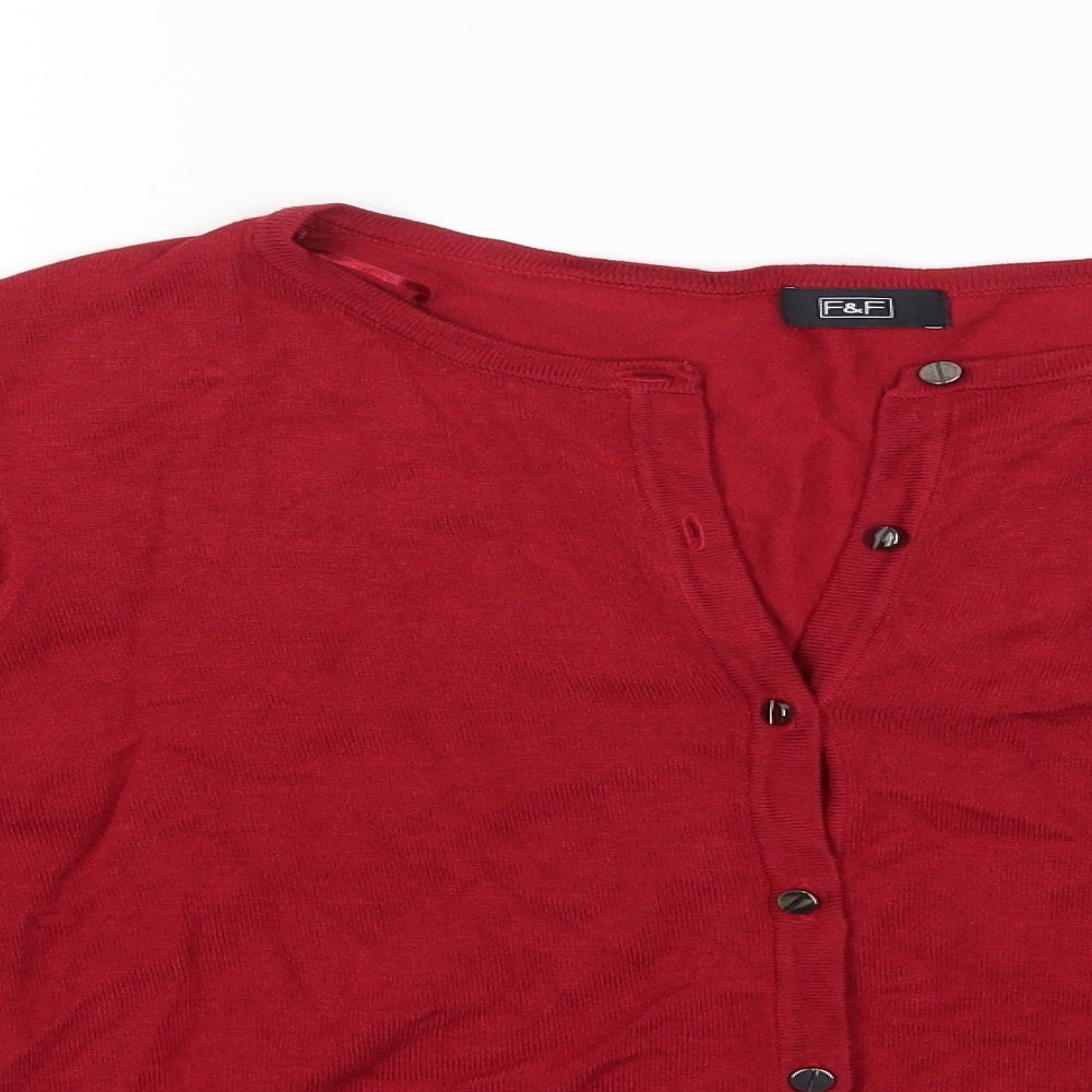 F&F Womens Red  Knit Cardigan Jumper Size 12