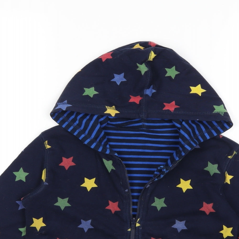 JoJo Maman Bébé Boys Blue Striped  Full Zip Hoodie Size 5-6 Years