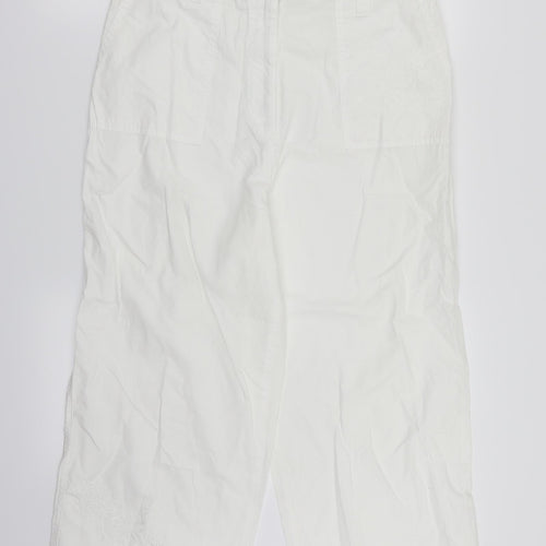 M&S Womens White   Cargo Trousers Size 16 L23 in