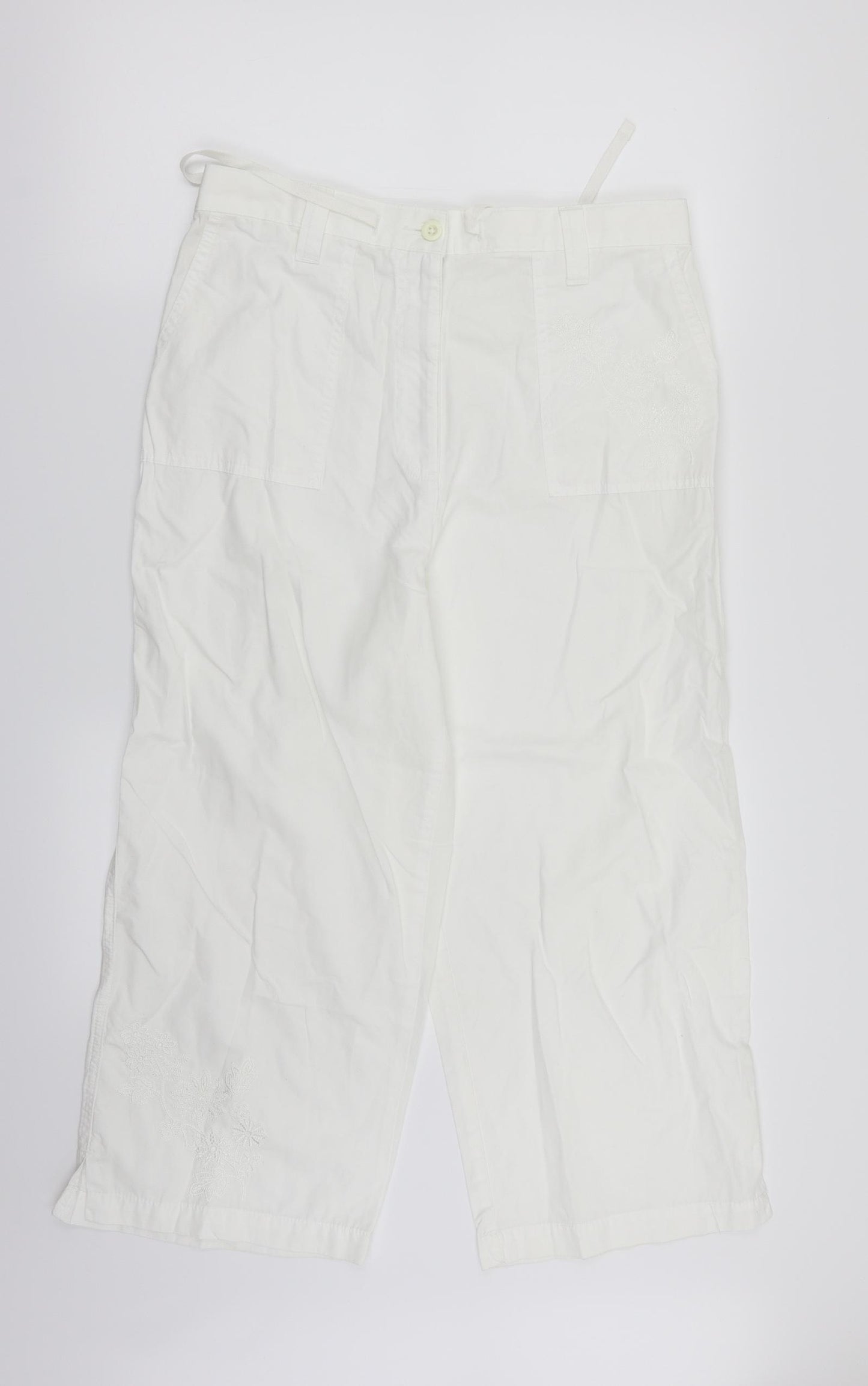 M&S Womens White   Cargo Trousers Size 16 L23 in