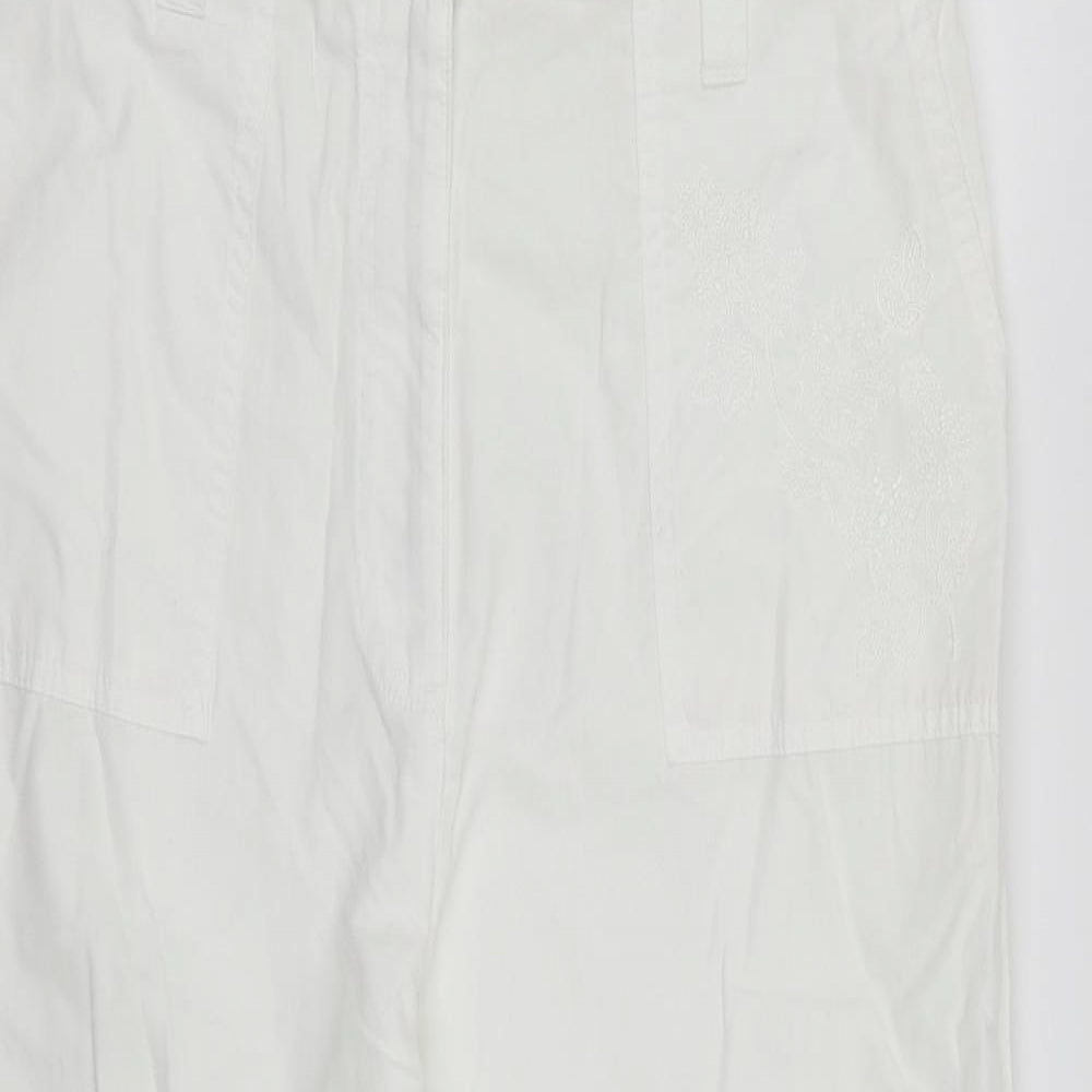 M&S Womens White   Cargo Trousers Size 16 L23 in
