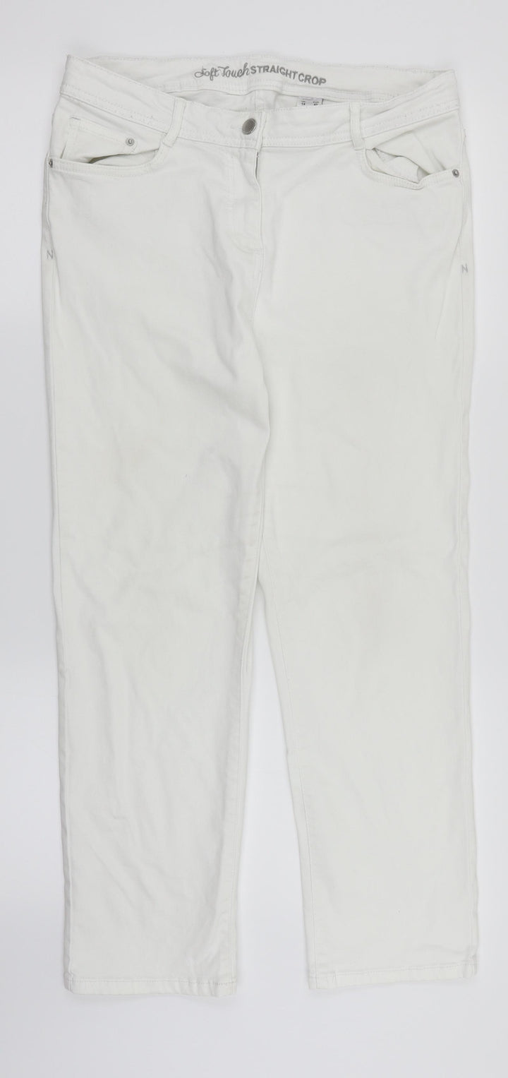 NEXT Womens White Denim Straight Jeans Size 14 L25 in