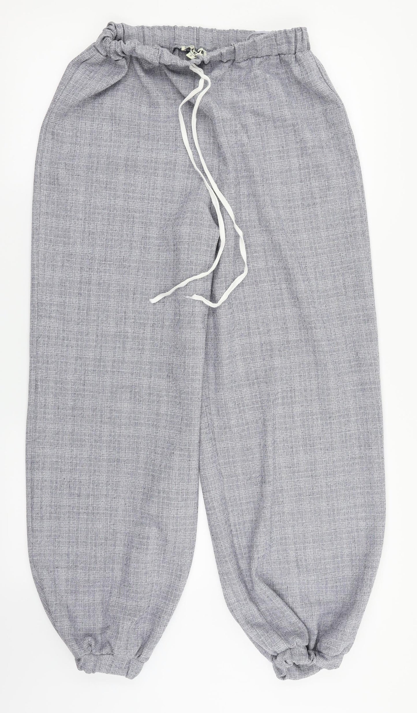 Love Womens Blue Check  Jogger Trousers Size S