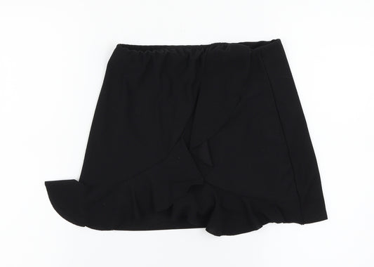 Front view of Edge Street women’s black mini skirt, size UK 8