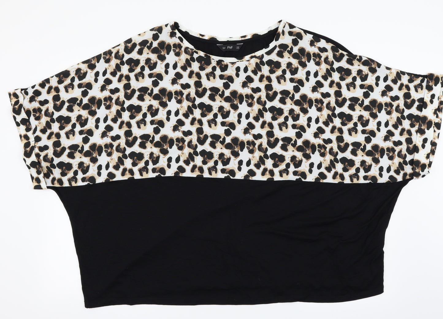 F&F Womens Multicoloured Animal Print  Basic T-Shirt Size 22