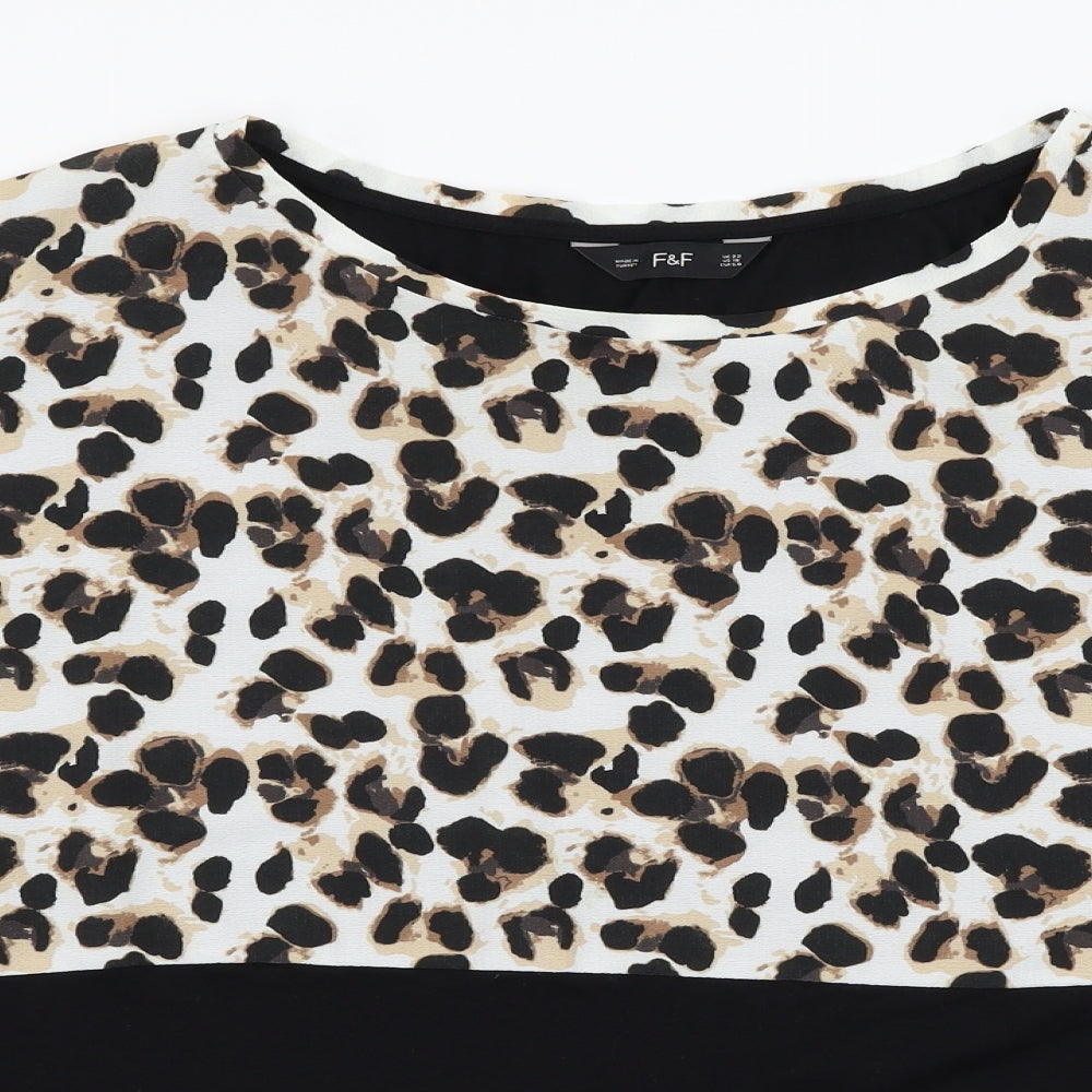 F&F Womens Multicoloured Animal Print  Basic T-Shirt Size 22