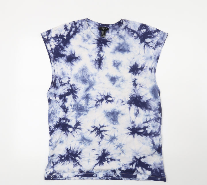 FOREVER 21 Womens Blue Geometric Basic T-Shirt Size S