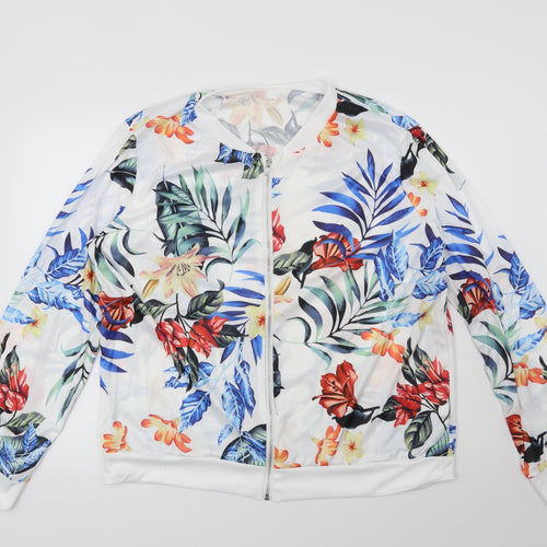 Preworn Womens White Floral  Jacket  Size 2XL