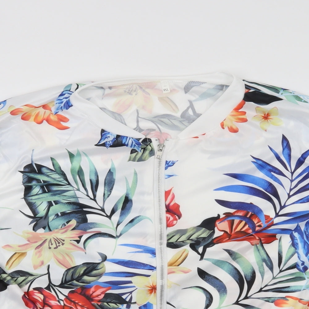 Preworn Womens White Floral  Jacket  Size 2XL