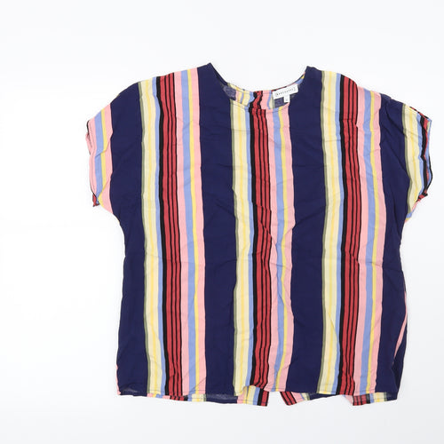 Warehouse Womens Blue Striped  Basic Blouse Size 12