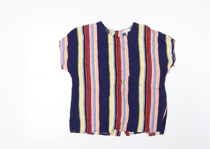 Warehouse Womens Blue Striped Basic Blouse Size 12