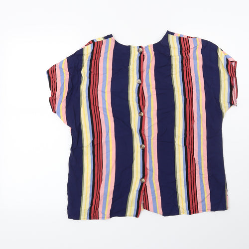 Warehouse Womens Blue Striped  Basic Blouse Size 12