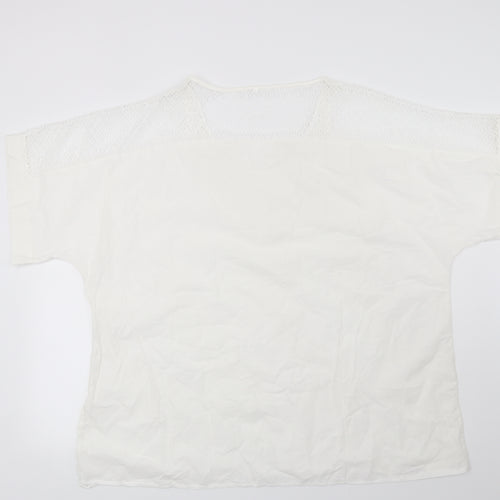 Preworn Womens White Floral  Basic Blouse Size 2XL