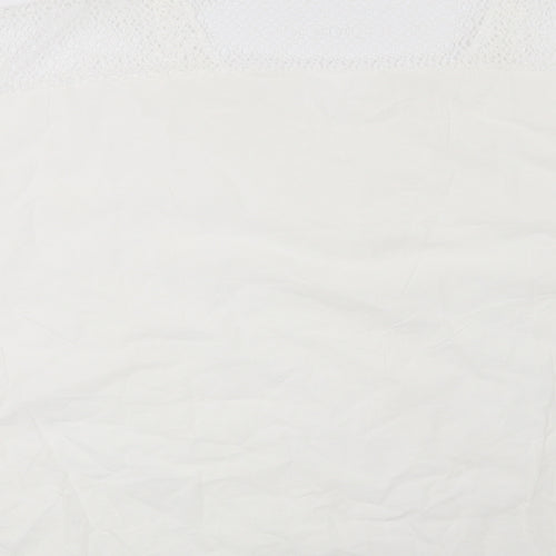 Preworn Womens White Floral  Basic Blouse Size 2XL