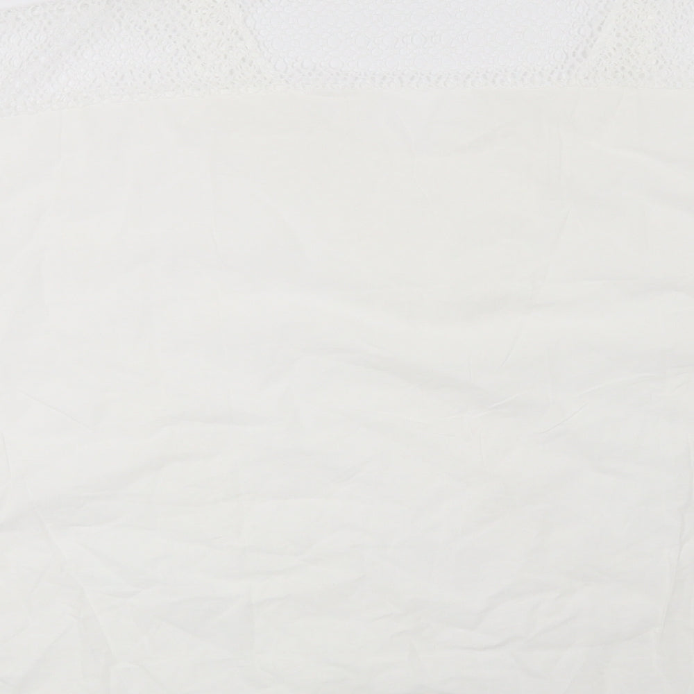 Preworn Womens White Floral  Basic Blouse Size 2XL