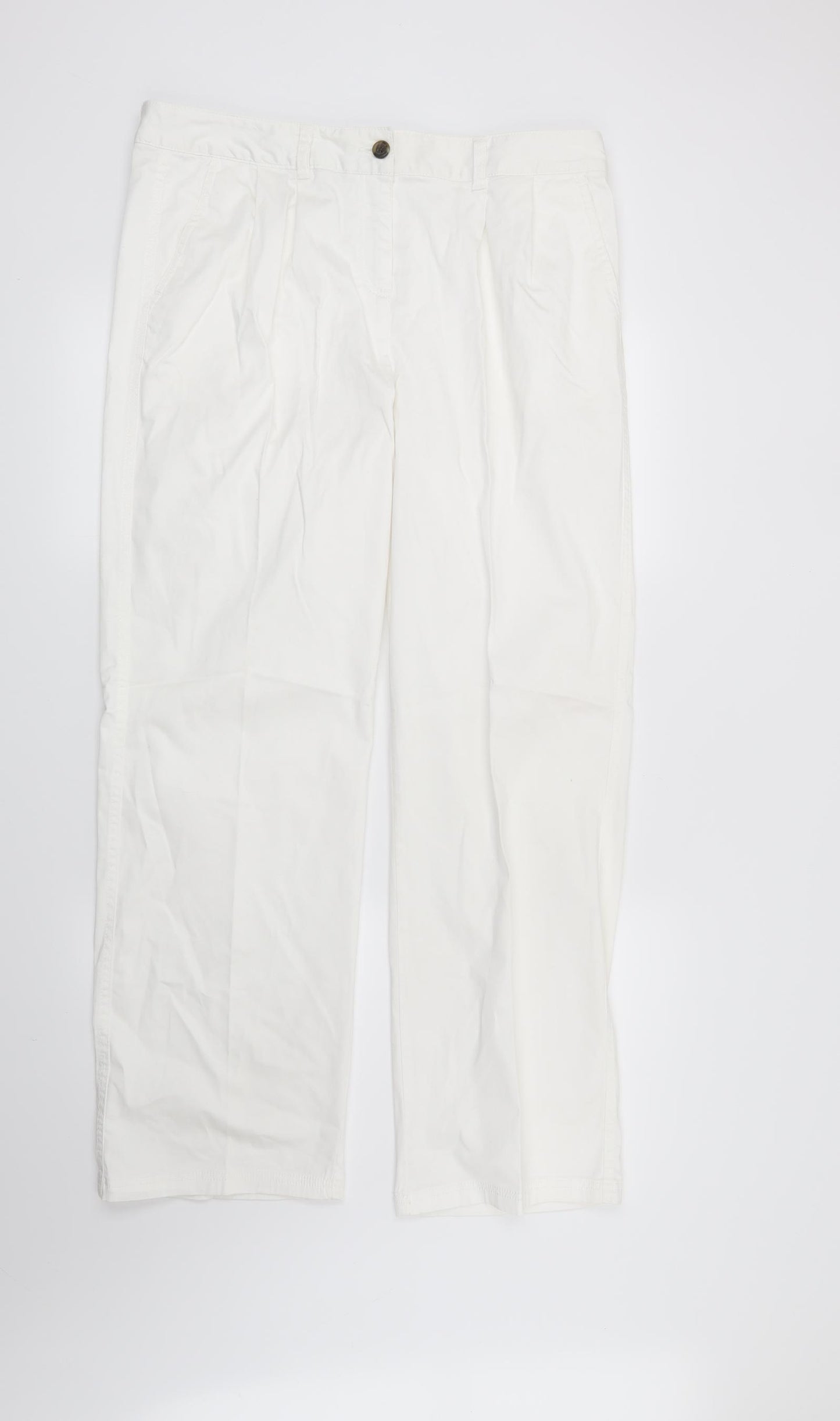 NEXT Womens White   Chino Trousers Size 14 L30 in