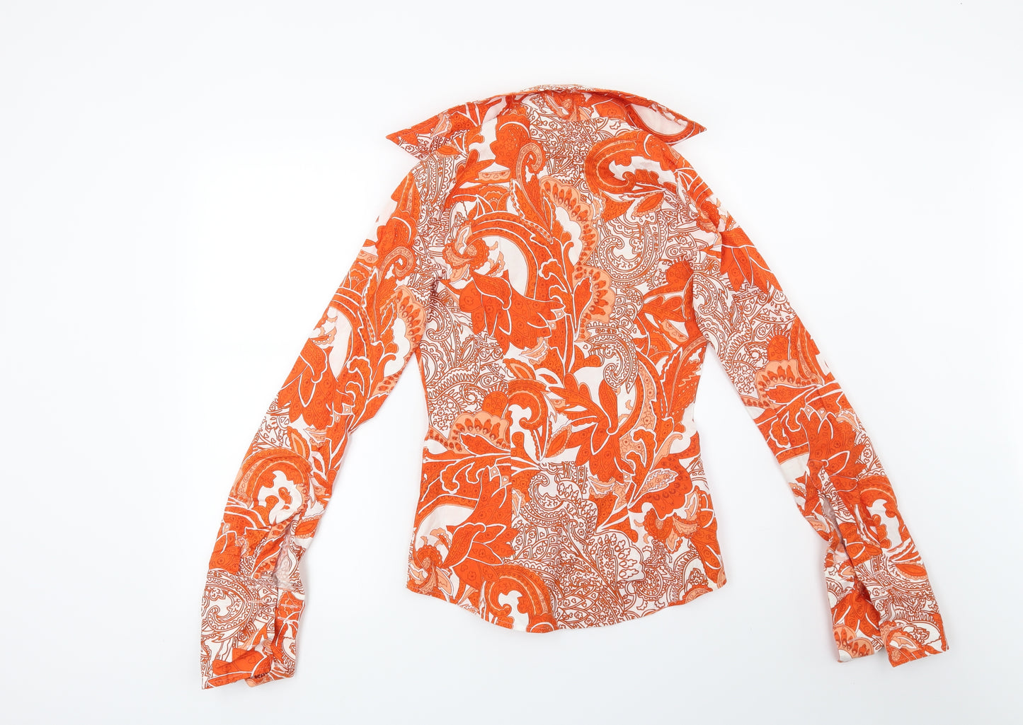 Hawes & Curtis Womens Orange Paisley  Basic Blouse Size 8