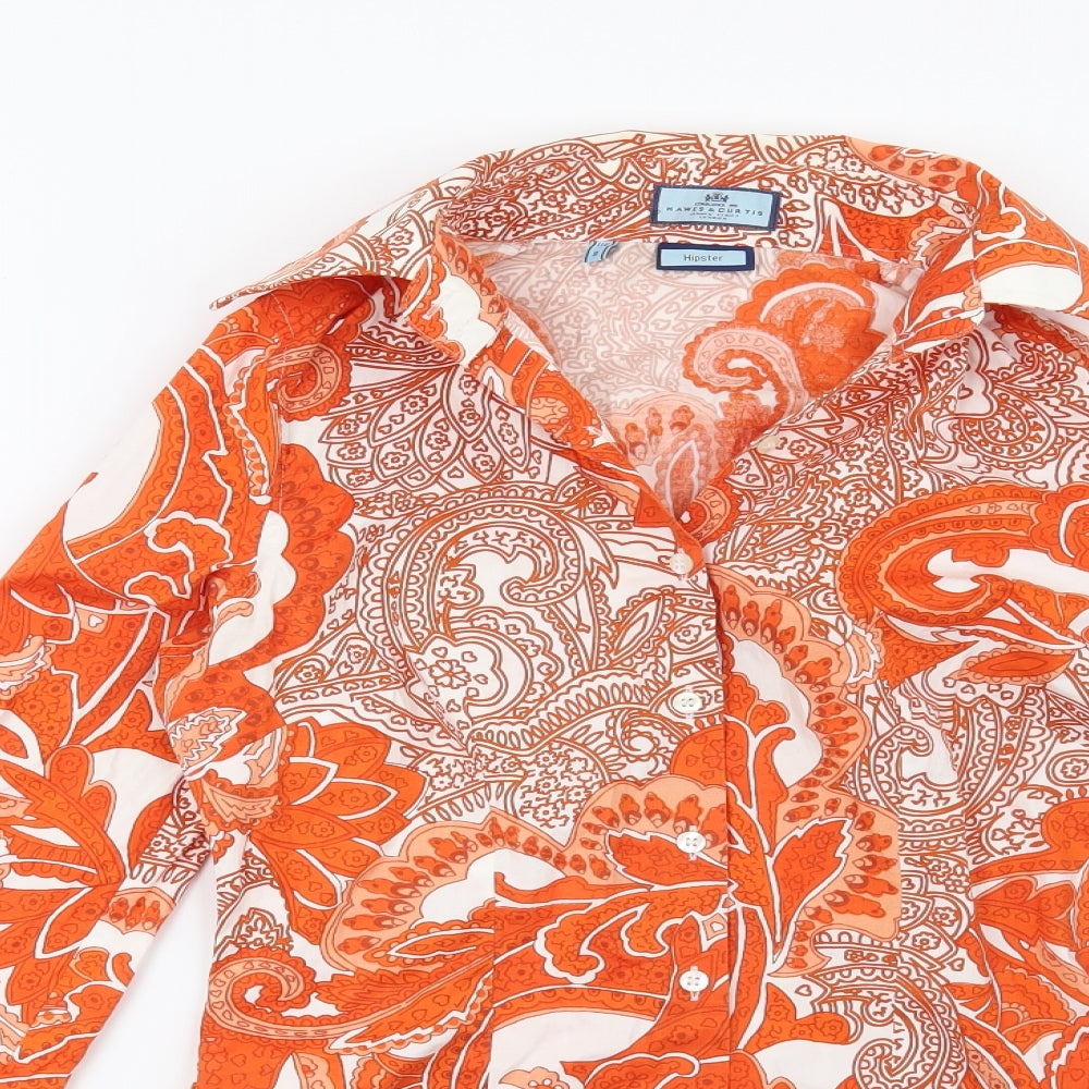 Hawes & Curtis Womens Orange Paisley  Basic Blouse Size 8