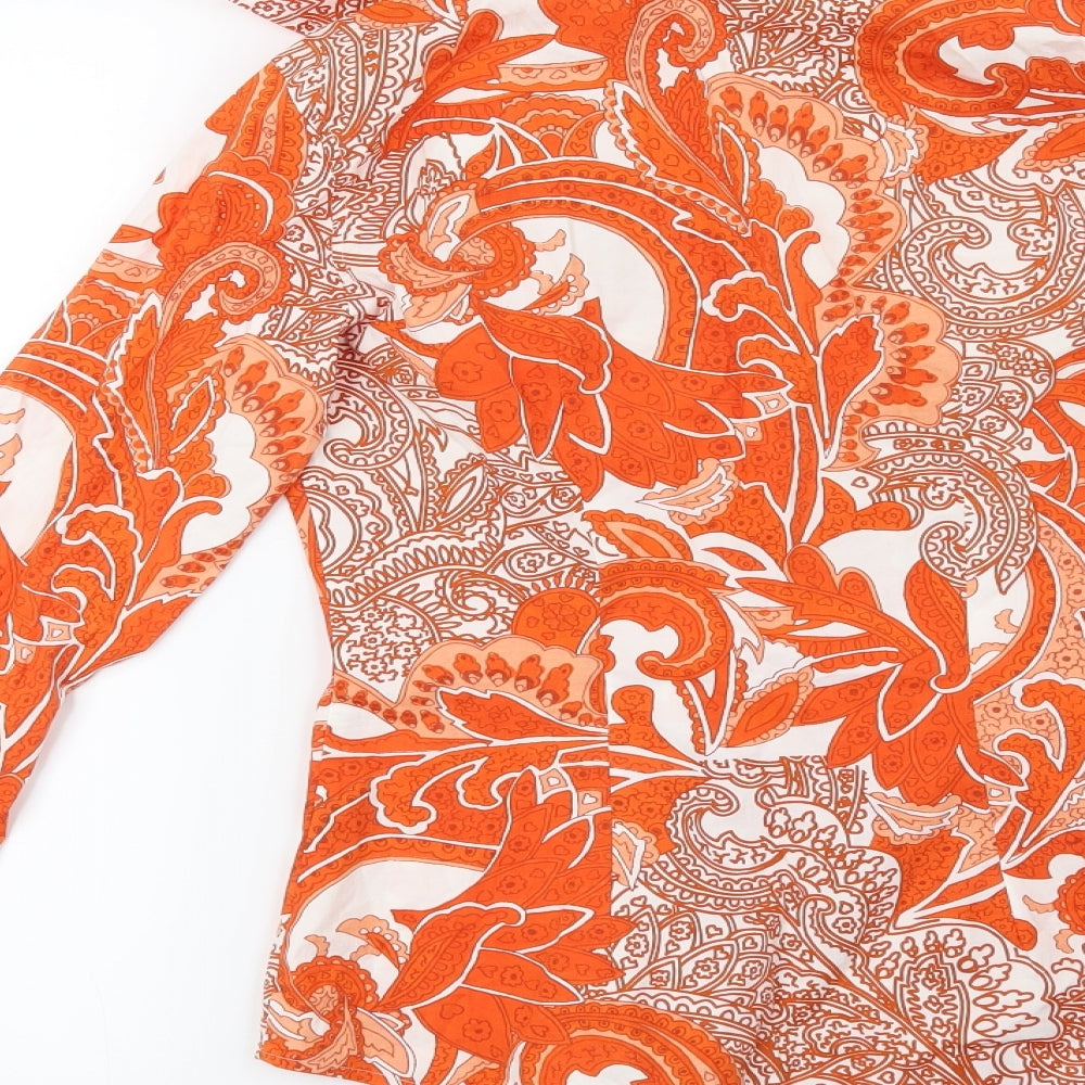 Hawes & Curtis Womens Orange Paisley  Basic Blouse Size 8