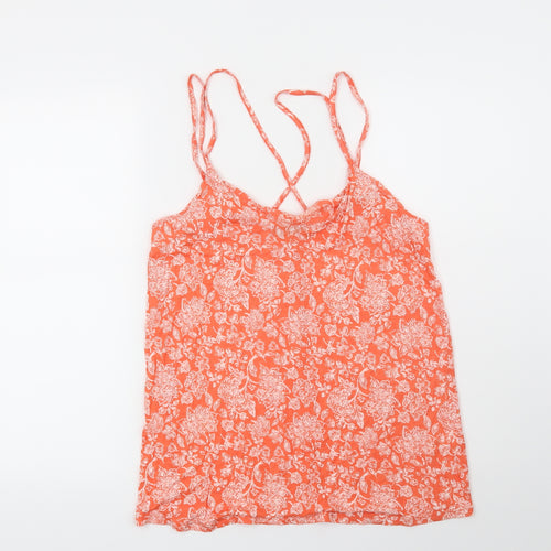 TU Womens Orange Floral  Basic Blouse Size 10