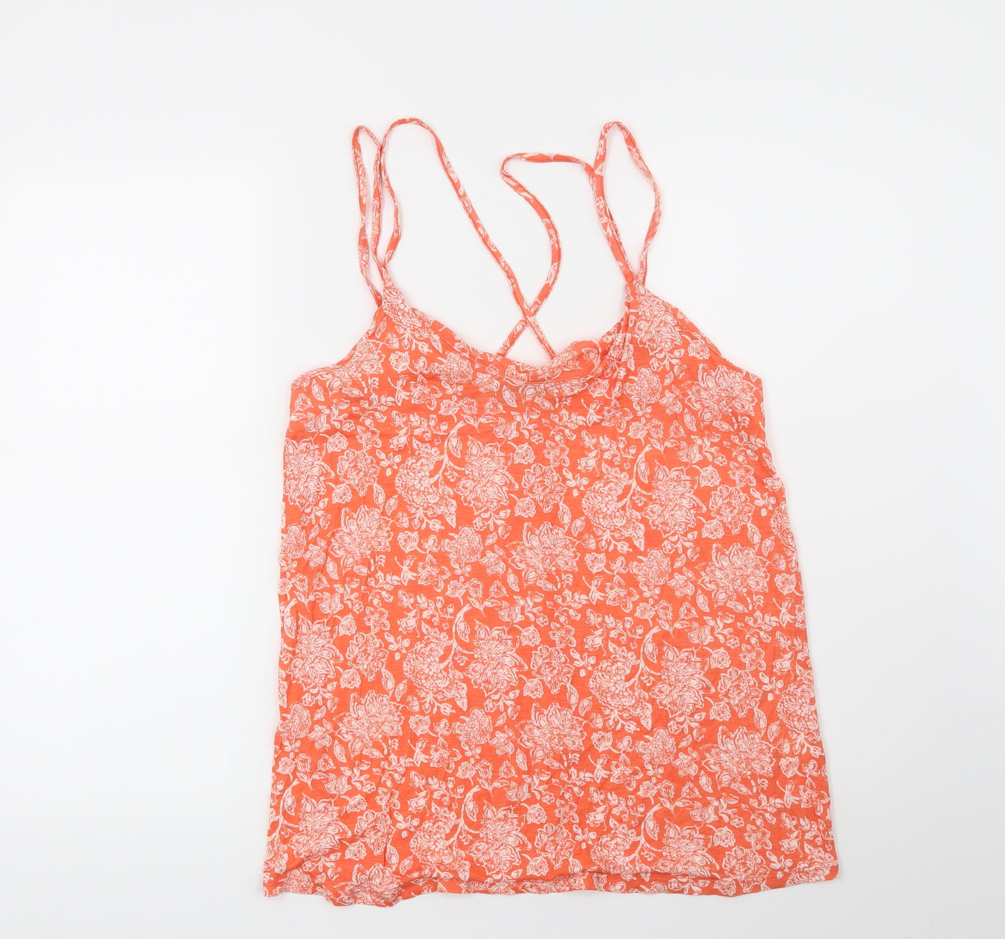 TU Womens Orange Floral  Basic Blouse Size 10