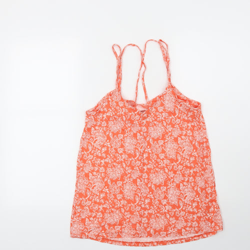 TU Womens Orange Floral  Basic Blouse Size 10