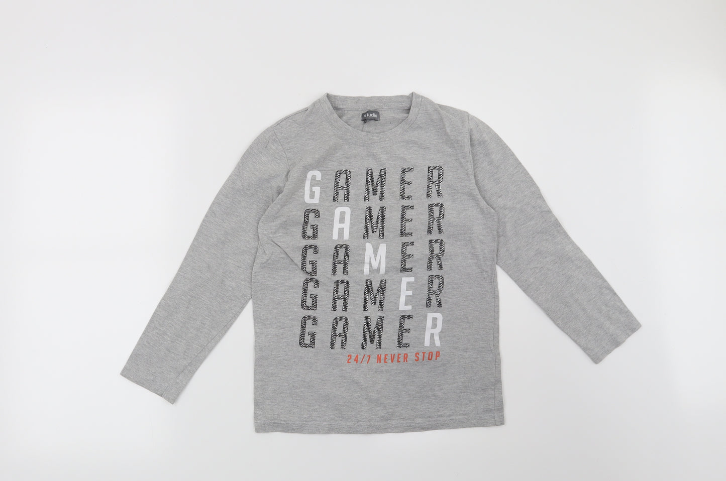 Studio Boys Grey   Basic T-Shirt Size 10-11 Years  - Gamer