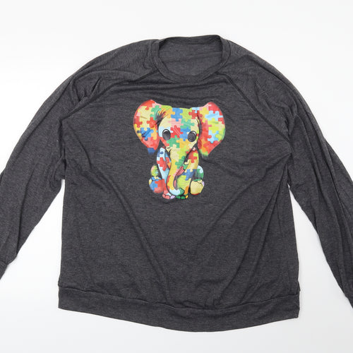 Preworn Womens Grey   Pullover Sweatshirt   - Elephant