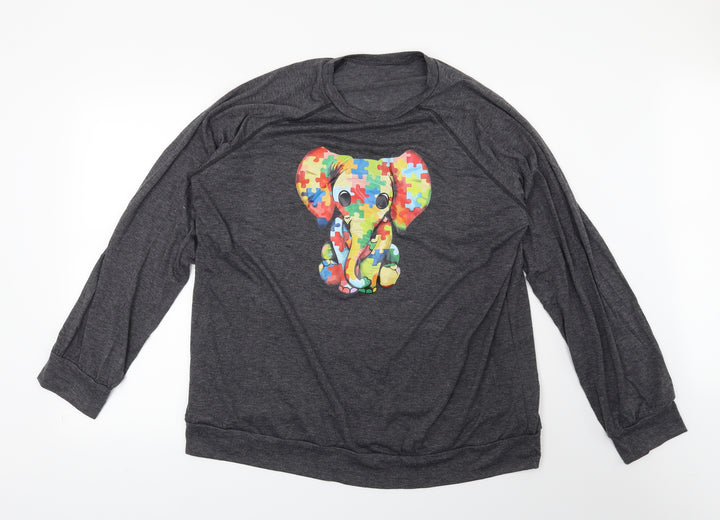 Preworn Womens Grey   Pullover Sweatshirt   - Elephant