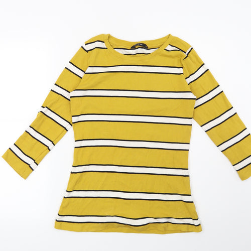 F&F Womens Yellow Striped  Pullover Sweatshirt Size 10
