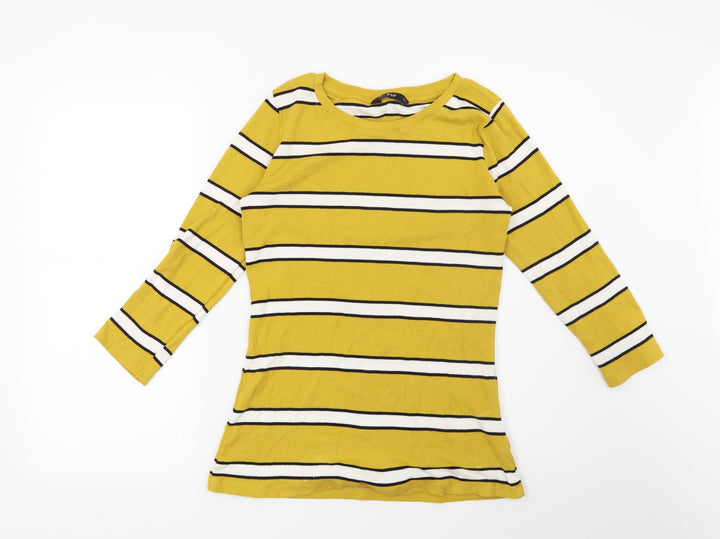 F&F Womens Yellow Striped Pullover Sweatshirt Size 10