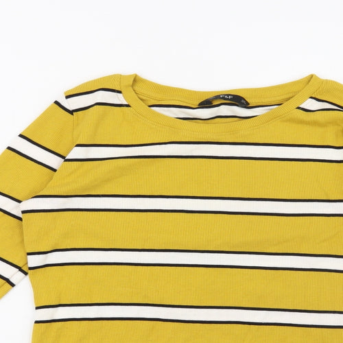 F&F Womens Yellow Striped  Pullover Sweatshirt Size 10