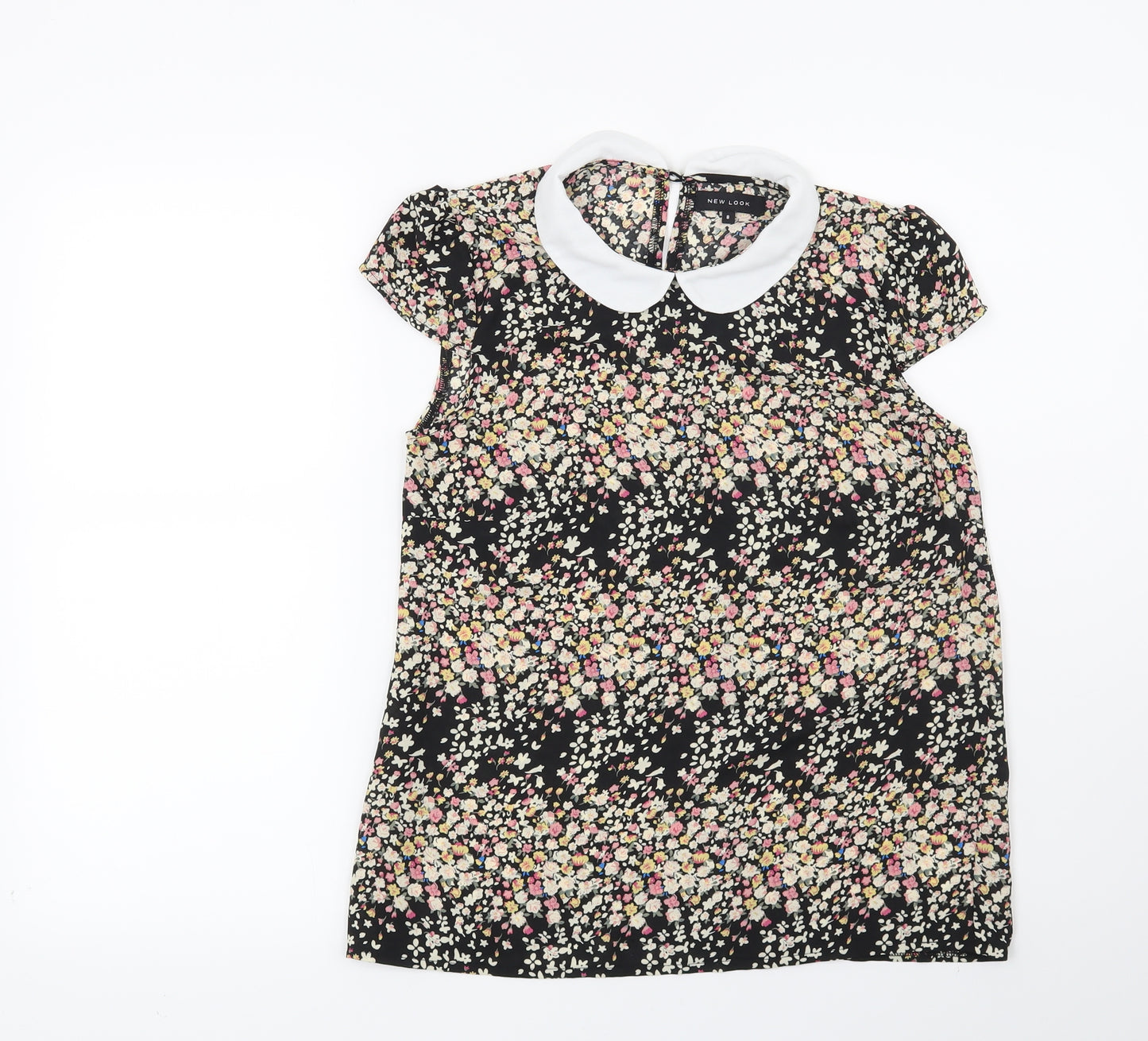 New Look Womens Black Floral  Basic Blouse Size 8