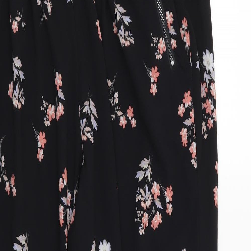 New Look Womens Black Floral  Trousers  Size 12 L28 in