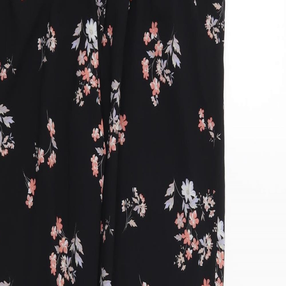 New Look Womens Black Floral  Trousers  Size 12 L28 in