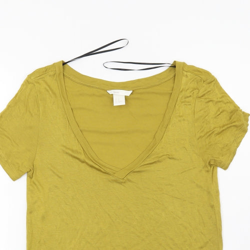 H&M Womens Yellow   Basic T-Shirt Size XS