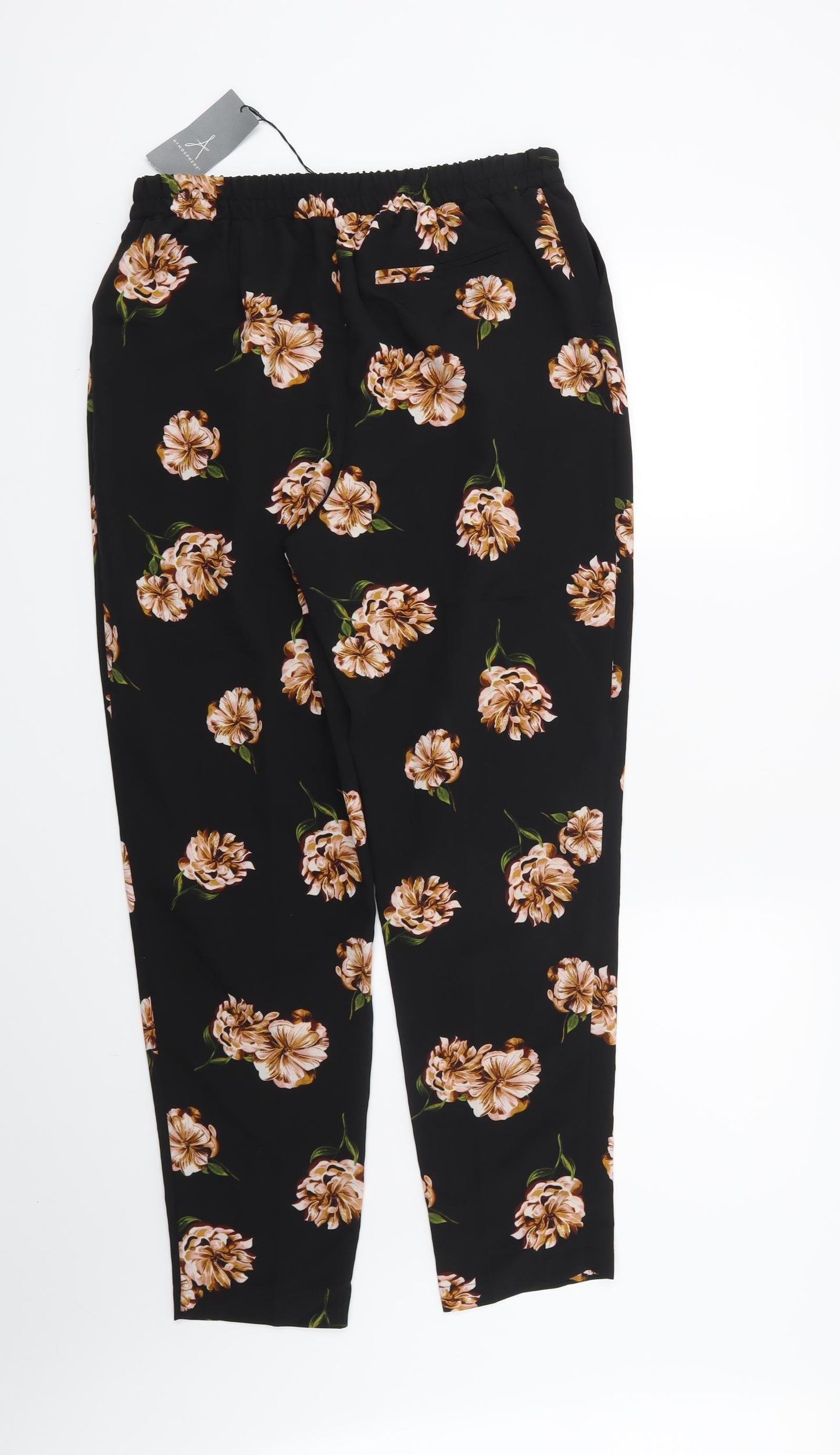 Atmosphere Womens Black Floral  Trousers  Size 12 L28 in