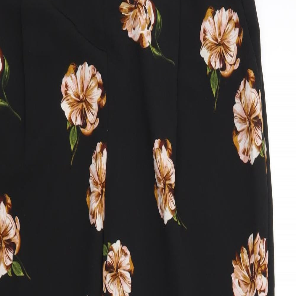 Atmosphere Womens Black Floral  Trousers  Size 12 L28 in