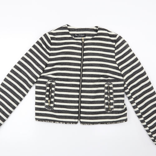 Miss Selfridge Womens White Striped  Jacket Blazer Size 12