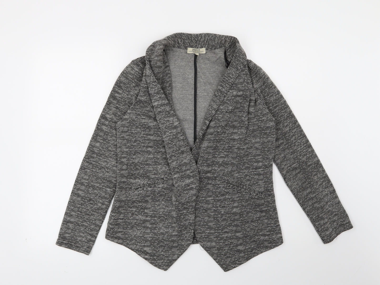 Papaya Womens Black Geometric  Jacket Blazer Size 10