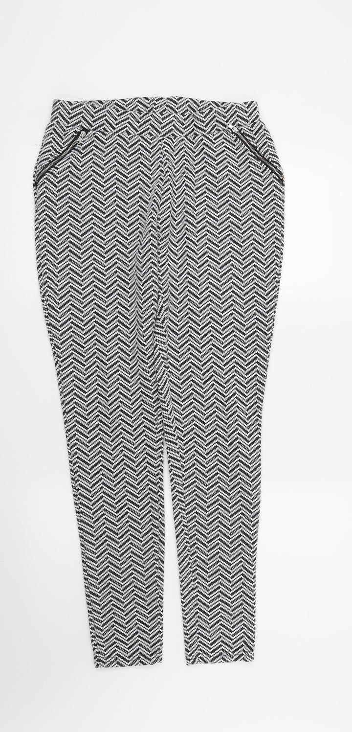Atmosphere Womens White Geometric Trousers Size 10 L29 in