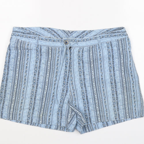 NEXT Womens Blue Geometric  Hot Pants Shorts Size 12