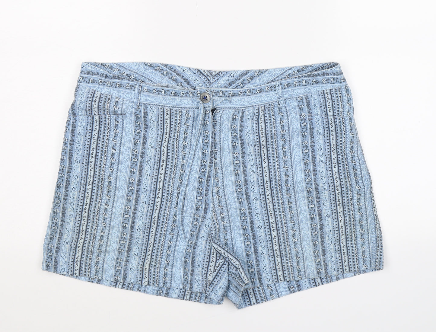 NEXT Womens Blue Geometric  Hot Pants Shorts Size 12