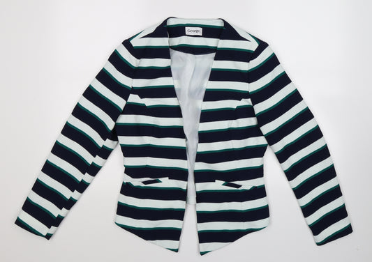 Front view of George women’s multicoloured striped jacket blazer, size UK 12