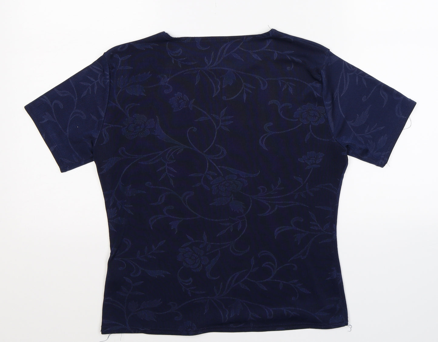 Preworn Womens Blue Floral  Basic T-Shirt Size 10
