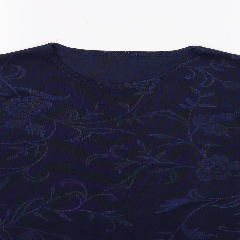 Preworn Womens Blue Floral  Basic T-Shirt Size 10